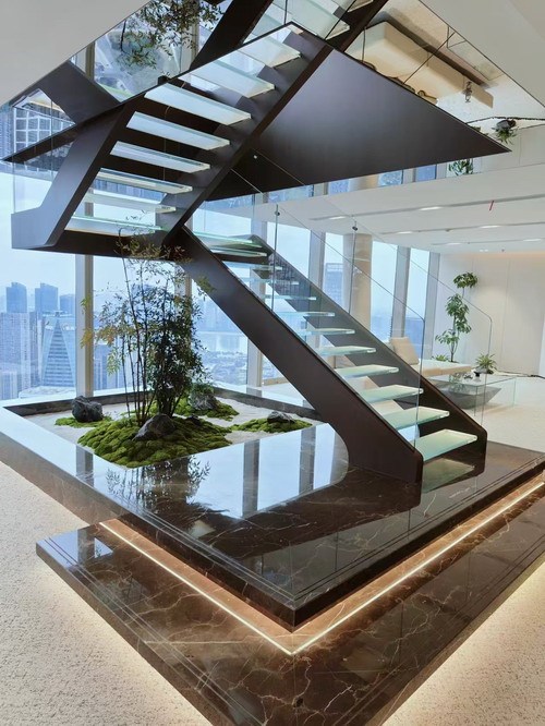 钢制玻璃楼梯LT010014